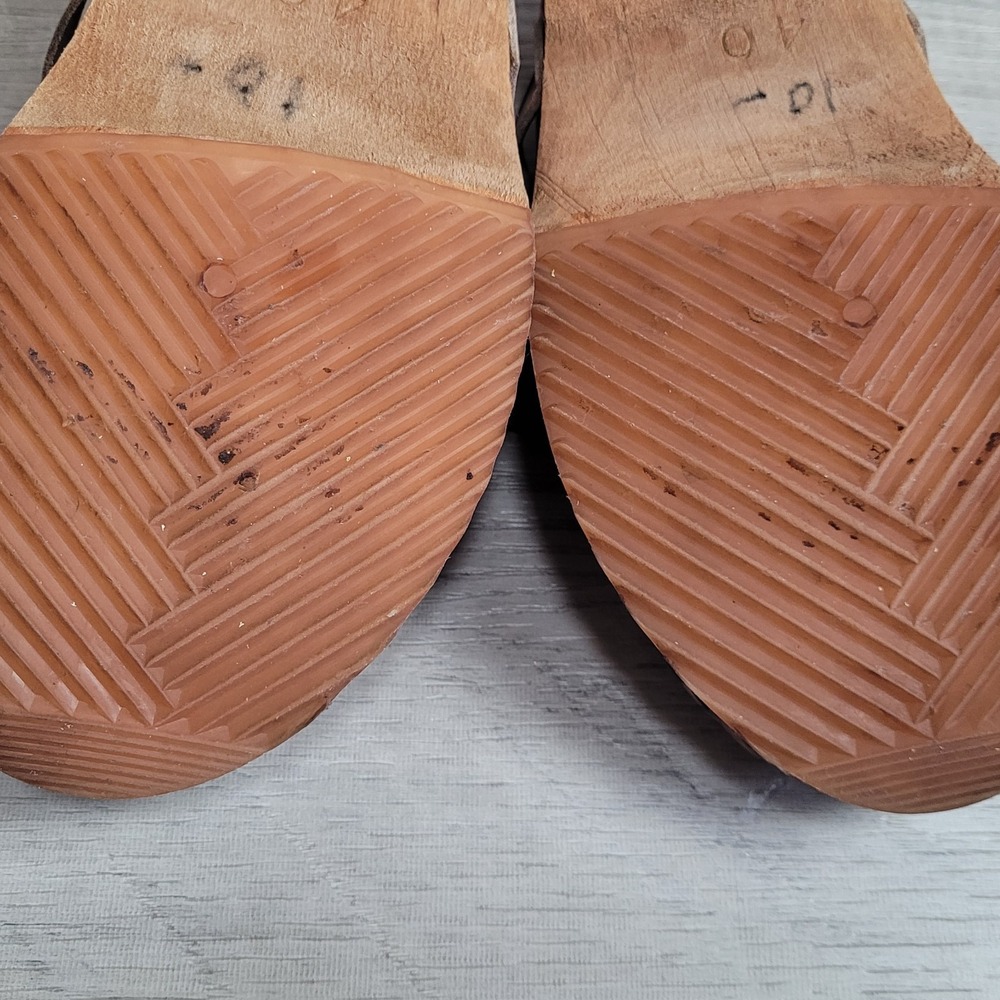 🌸Moheda Sweden Floral Leather Wooden Clogs Women 40 /US 9-9.5 (c-video) - Picture 16 of 16